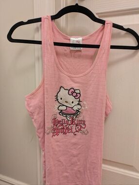 Y2k Scene Grunge Mcbling Hello Kitty Pink Tank Top with Graphic